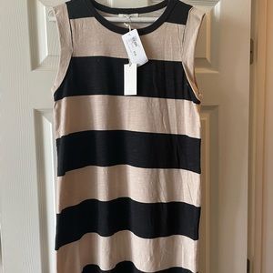 Z Supply Blakely Foldover Dress Black and Tan - Medium